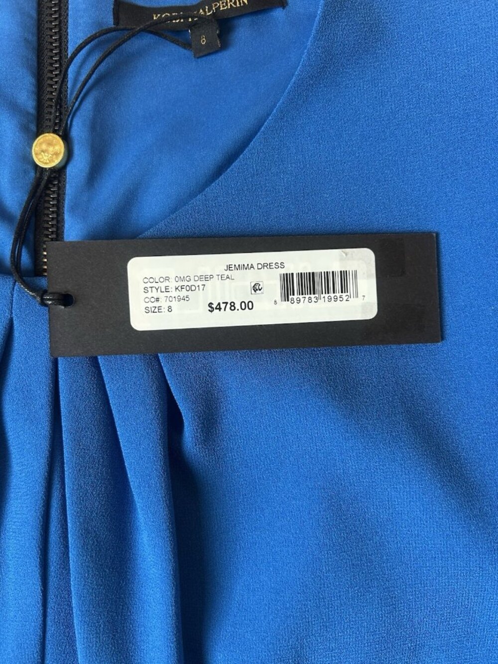 Kobi Halperin Jemima Dress 8 Blue Teal Pleated Long Sleeve NWT Graduation New - Picture 6 of 16